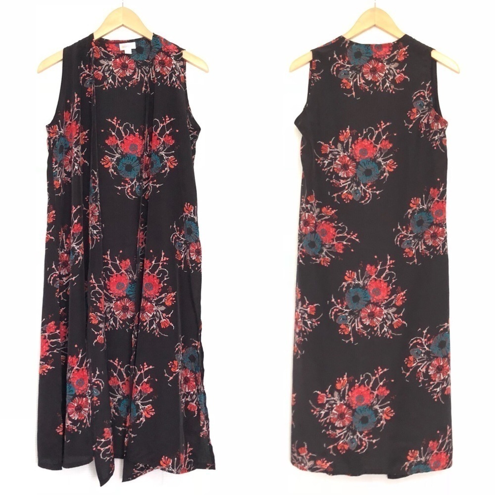 LuLaRoe Foral Joy Kimono Duster Open Side Slits